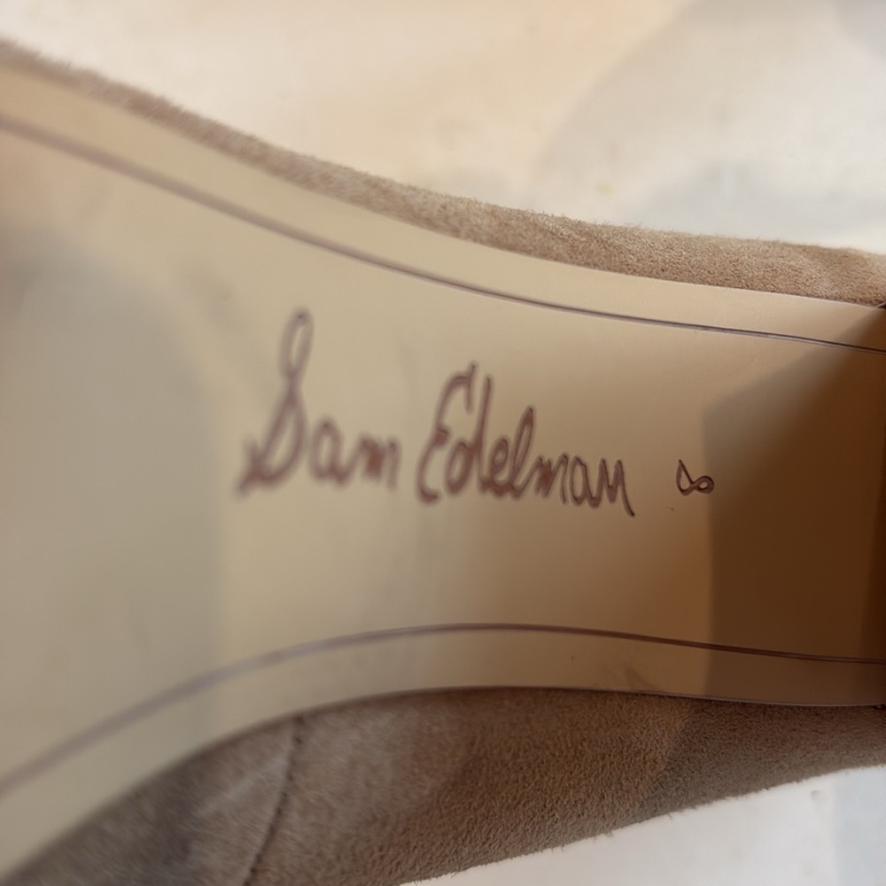 Sam Edelman Size 8 Stillson suede 4” block heel pumps. Camel color neutral chic - Picture 8 of 10